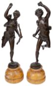 Ernest Rancoulet (1879-1915) A pair of late 19th c. French patinated bronze figures