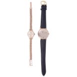 A ladies 9ct gold Rotary mechanical bracelet watch and a gentleman's 9ct gold Marvin strap watch