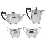 A George VI silver four piece tea service