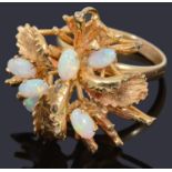 A gold opal spray ring