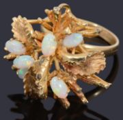 A gold opal spray ring