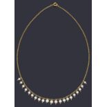 A delicate Edwardian graduated pearl fringe necklace