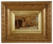 George Hardy (Brit. 1822-1909) 'Interior scene' oil on panel signed lower left 1839, framed