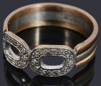 A two colour gold diamond set ring