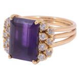 An gold amethyst and diamond ring