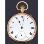 A 9ct gold open face top wind pocket watch