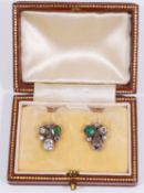 A pair of attractive Victorian emerald and diamond earrings