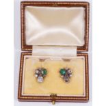 A pair of attractive Victorian emerald and diamond earrings