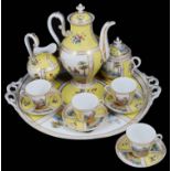 An early 20th c. continental Dresden style porcelain cabaret coffee service