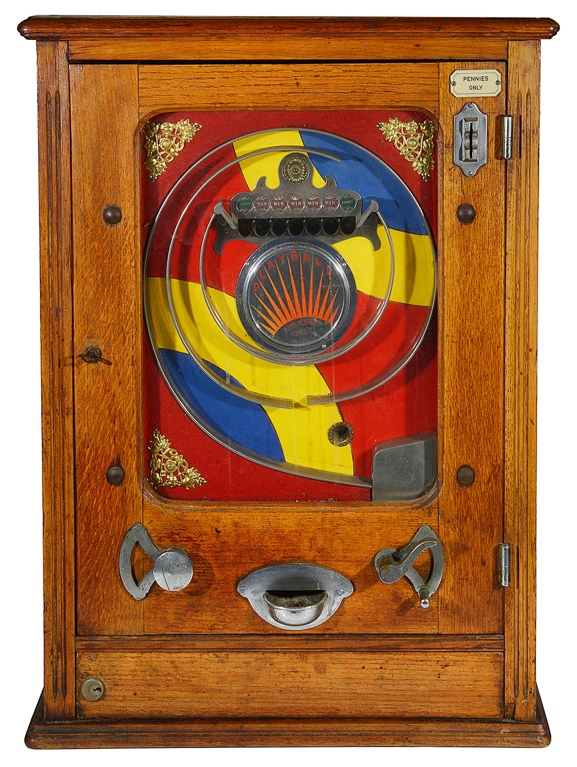 An Art Deco 1930s 'Playball' amusement pinball coin repeat machine