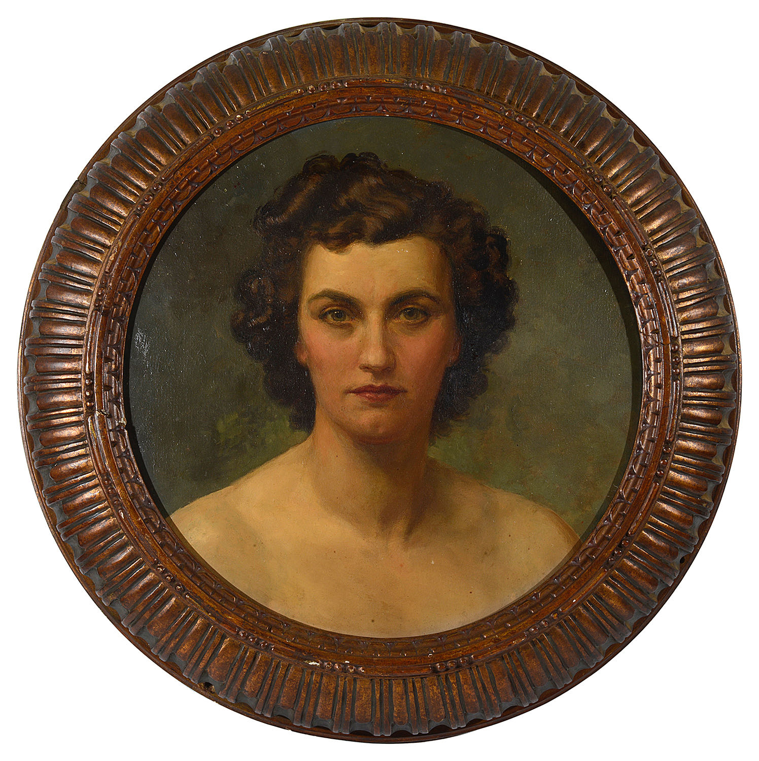 Fortunino Matania RI (1881-1963) Italian 'Beryl', oil on board in the round, unsigned, framed