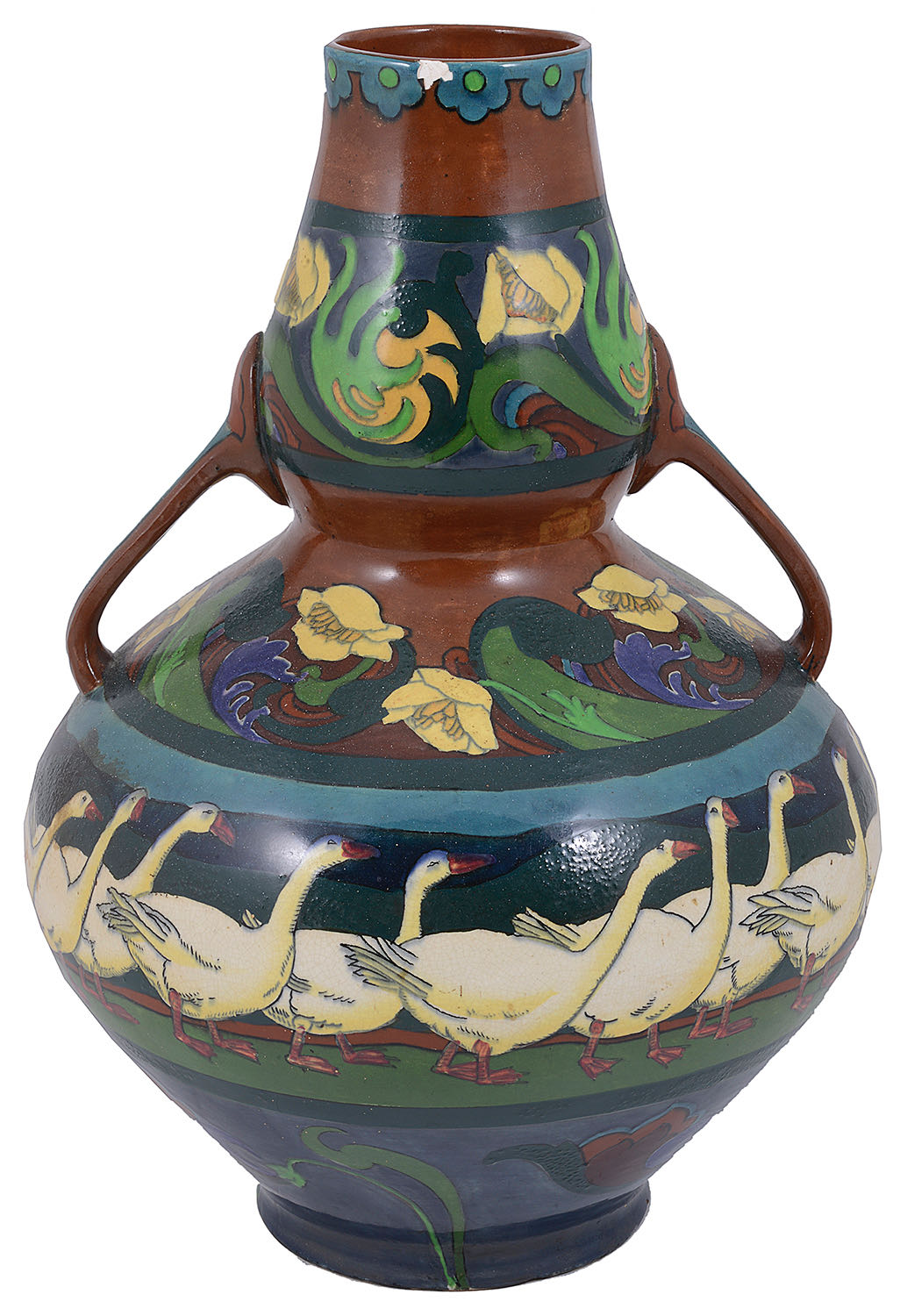 A late 19th c. Wileman & Co Foley vase and a wall plate designed by Frederick Rhead - Image 2 of 5