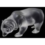 A Lalique frosted crystal glass sculpture of a polar bear