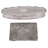 A Victorian silver card case and an Edwardian silver ring box