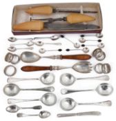 Selection of mostly 20th c. silver; Mappin and Webb ivory handled carving set