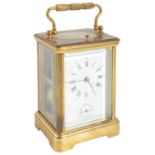A 20th century French repeating brass alarm carriage clock