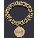 An attractive American gold two row fancy circular link chain bracelet