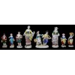 A small collection of 20th c. Meissen and Samson porcelain figures