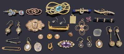 An assorted collection of 19th Century and later jewellery