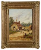 William Aiken Walker (1828-1921) 'A cabin scene with children' signed W.A.Walker, oil on board