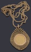 A Vict. sovereign dated 1894 channel set to a 9ct gold pendant suspended from a curb link chain 375