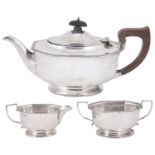 A George V silver three piece tea service