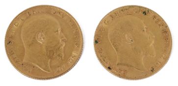 Two Edward VII half sovereigns dated 1910 and 1910