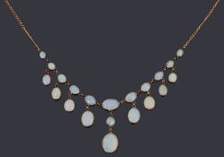 A delicate Edwardian opal fringe necklace
