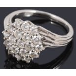 An Italian 18ct white gold diamond cluster ring