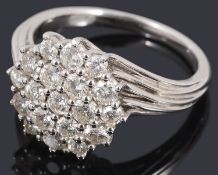 An Italian 18ct white gold diamond cluster ring