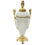 A late 19th century French pate-sur-pate ormolu mounted Empire style table lamp