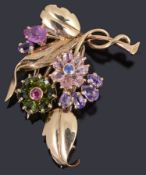 A beautiful gold gemstone set spray brooch circa 1940s