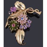 A beautiful gold gemstone set spray brooch circa 1940s