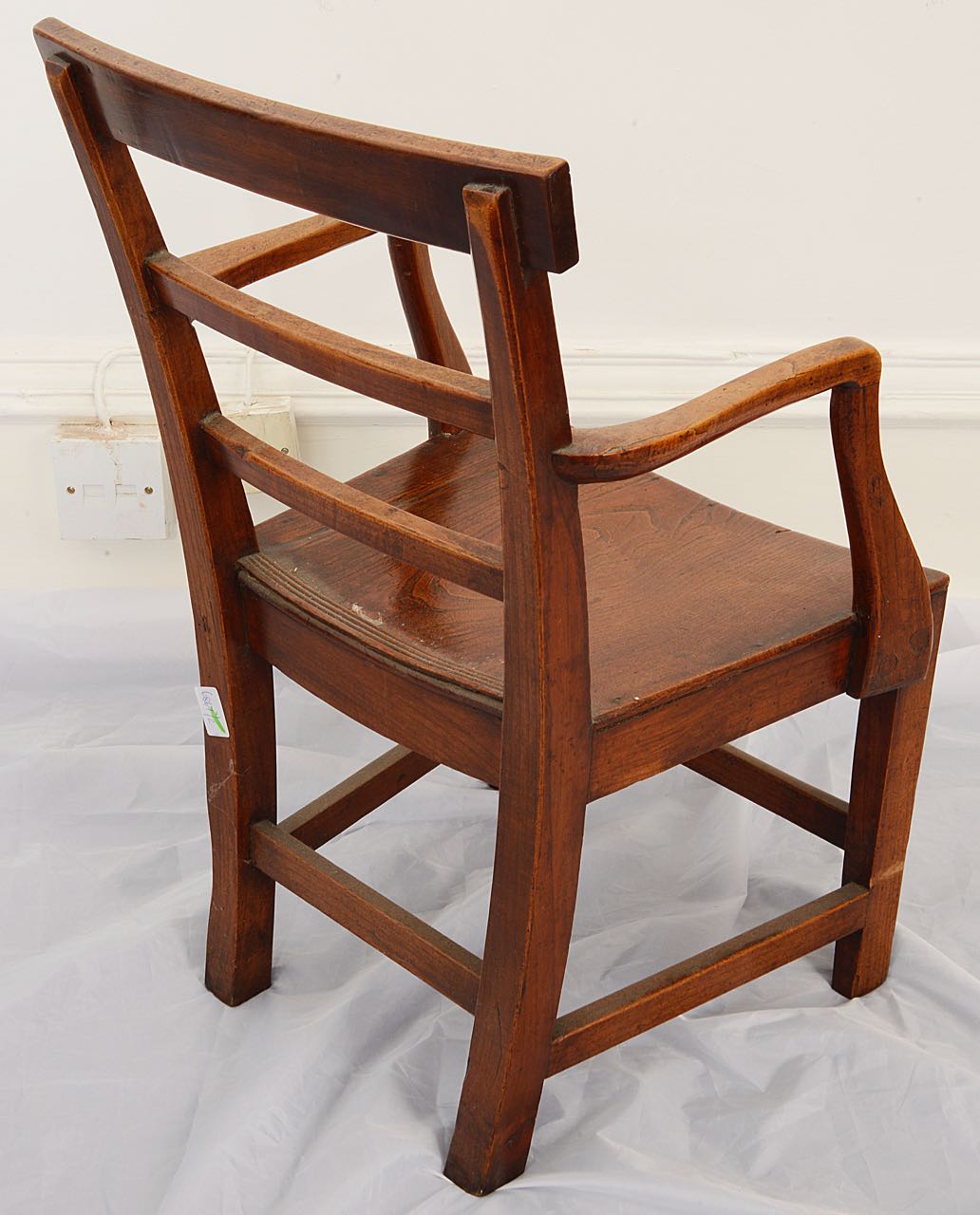 A late George III East Anglian fruitwood and elm bar back child's open armchair - Image 2 of 2