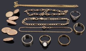 A collection of gold jewellery