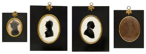 English School, 19th century portrait silhouettes