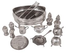 19th c and later silver and old Sheffield plated items to include a George III silver cruet frame