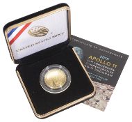 A United States Mint 2019 Apollo 11 50th Anniversary commemorative 5 Dollar coin program proof coin