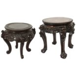A Chinese rosewood jardiniere stand c.1900 and an early 20th c Chinese carved low occasional table