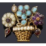 A delicate and sweet Victorian gold gem set giardinetto brooch