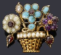 A delicate and sweet Victorian gold gem set giardinetto brooch