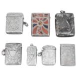 A collection of seven Victorian and later silver vesta cases