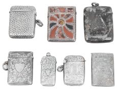 A collection of seven Victorian and later silver vesta cases