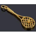 A Chinese high carat gold tennis racquet charm