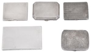 Five early 20th century silver cigarette cases