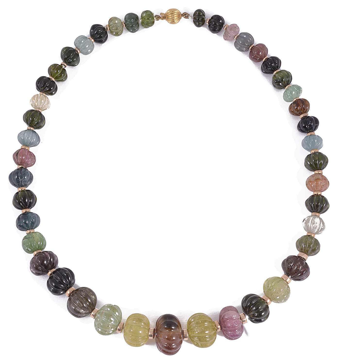 A single row tourmaline bead necklace