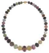 A single row tourmaline bead necklace