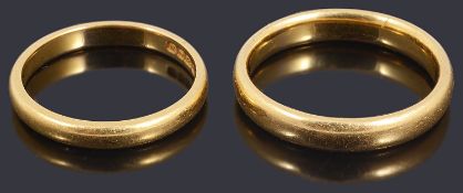 Two 22ct gold wedding rings