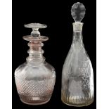 18th c mallet shaped decanter c.1780; George III Anglo-Irish cut glass decanter c.1800