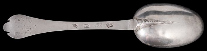 A William III Britannia standard silver trefid spoon